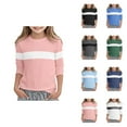 thumbnail image 1 of Stylish Color Block Long Sleeve Round Neck Tee, Soft Comfortable Casual Everyday Top for Toddler Girls, Cute Fall Blouses 5-14 Years, 1 of 5