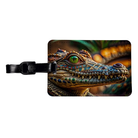 Stylish Colorful Alligator Head Faux Leather Travel Luggage Tag