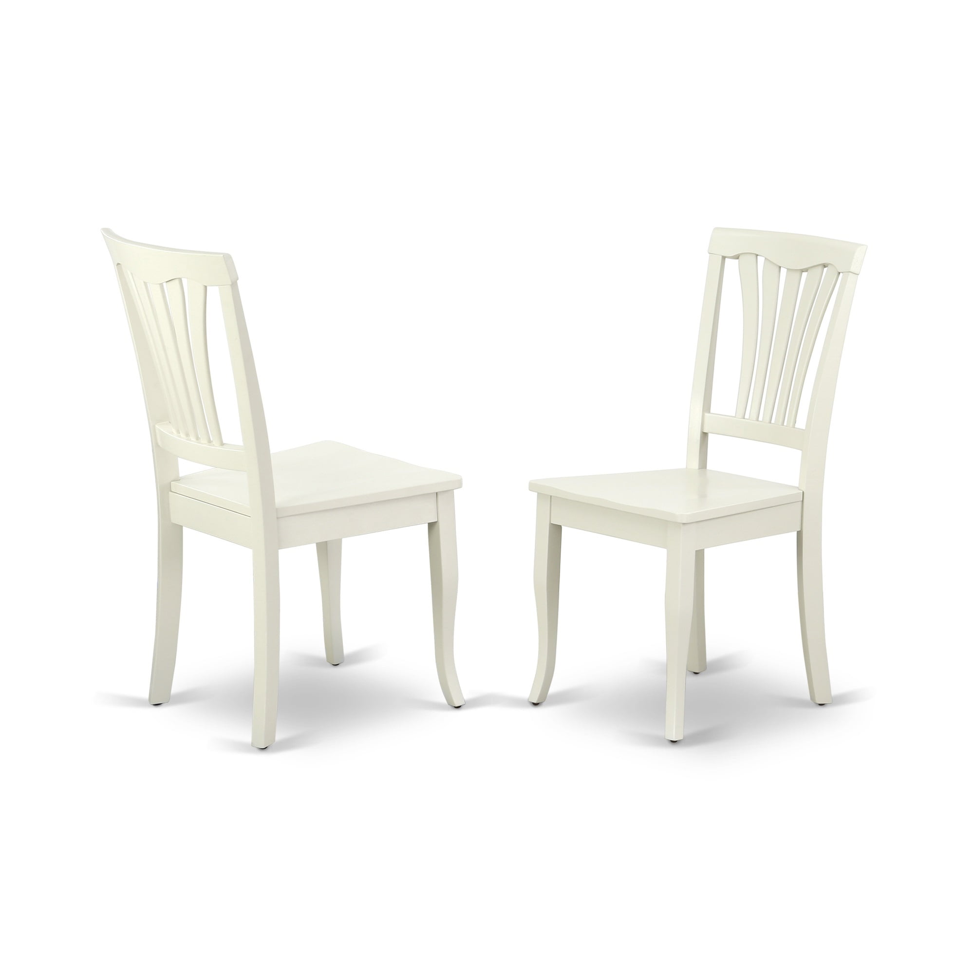 Linen White Rubberwood Dining Chairs with Slat Back - Set of 2