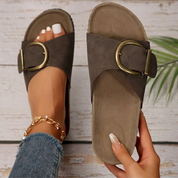 Stylish, Comfortable, and Durable Women's Platform Slip-On Sandals with Adjustable Strap
