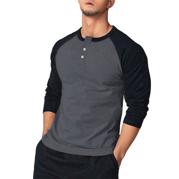 Stylish Contrast Panel Long Sleeve Shirt Quick Dry Polyester Fabric Comfortable Daily Wear