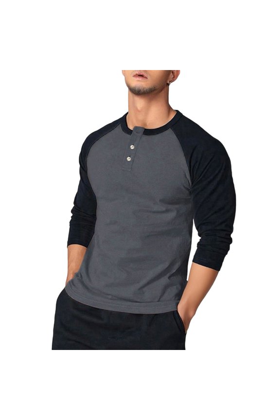 Stylish Contrast Panel Long Sleeve Shirt Quick Dry Polyester Fabric Comfortable Daily Wear