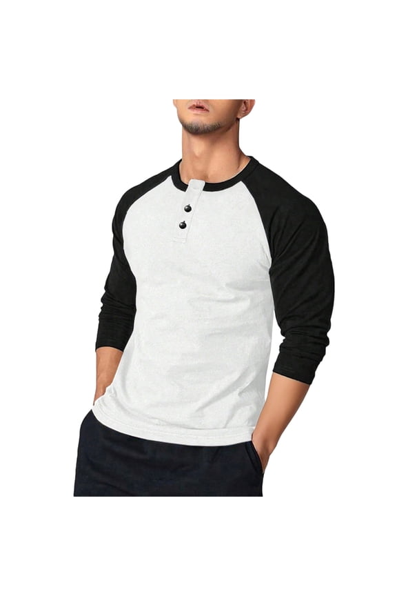 Stylish Contrast Panel Long Sleeve Shirt Quick Dry Polyester Fabric Comfortable Daily Wear