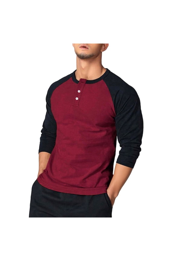 Stylish Contrast Panel Long Sleeve Shirt Quick Dry Polyester Fabric Comfortable Daily Wear