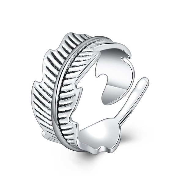 Stylish Copper Electroplated Leaf Feather Ring for Women: Simple Design, Fashion Accessory for Everyday Wear