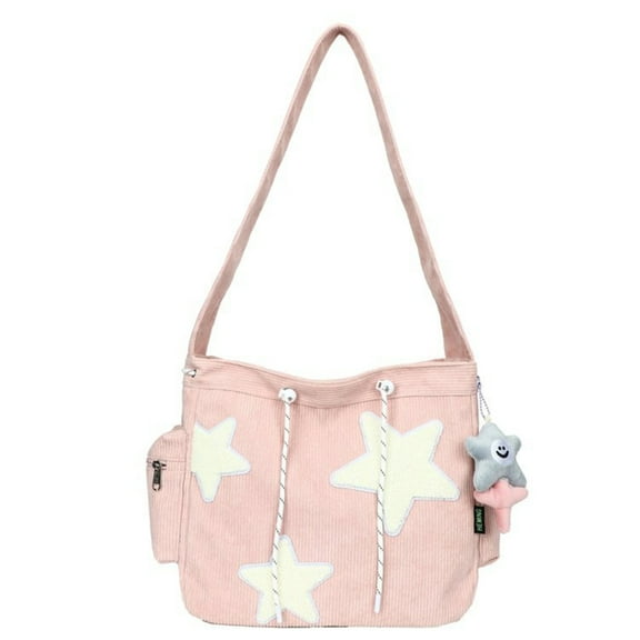 Stylish Corduroy Shoulder Bag with Star Pendant Crossbody Bags Perfect for Daily Outings