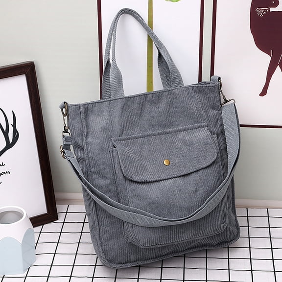 Stylish Corduroy Tote Bag for Women Everyday Casual Top Handle Shoulder Purse