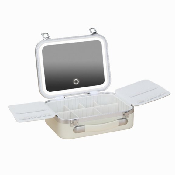 Yiran Rechargeable LED Makeup Case with Mirror & Ring Light Wing, White, 1 Pack