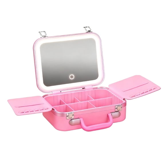 Yiran Rechargeable LED Makeup Case with Mirror & Ring Light Wing, Pink, 1 Pack