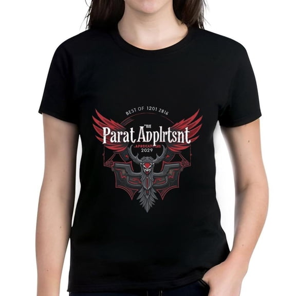 Stylish Cotton Short Sleeve T-Shirt with Graphic Bat & Horned Figure Design - " Parat Applrst 2029 " & " Best Of 1201 - 1516 " - Modern Gothic Aesthetic