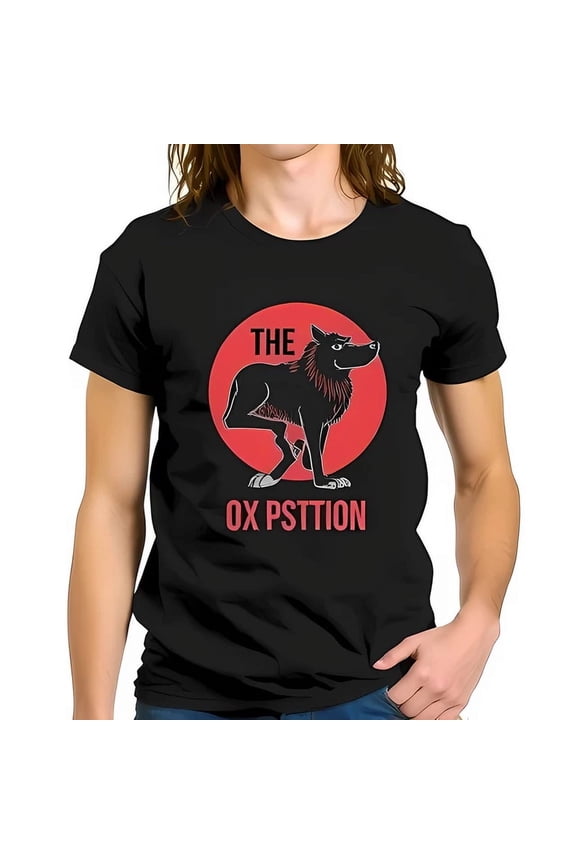 Stylish Cotton Short Sleeve T-Shirt With Cartoon Wolf Design In Red, Unisex T-Shirt