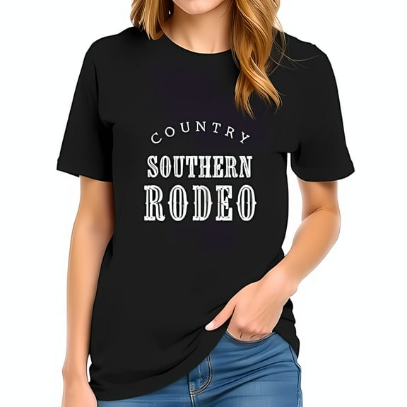 Stylish Cotton Short Sleeve T-Shirt for Women - " COUNTRY SOUTHERN RODEO " Graphic Tee Casual Fit Perfect for Everyday Wear and Outdoor Events