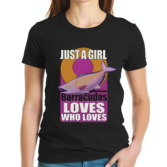 Stylish Cotton Short Sleeve T-Shirt for Women - " JUST A GIRL " Graphic Design Fun & Playful Marine Life Theme