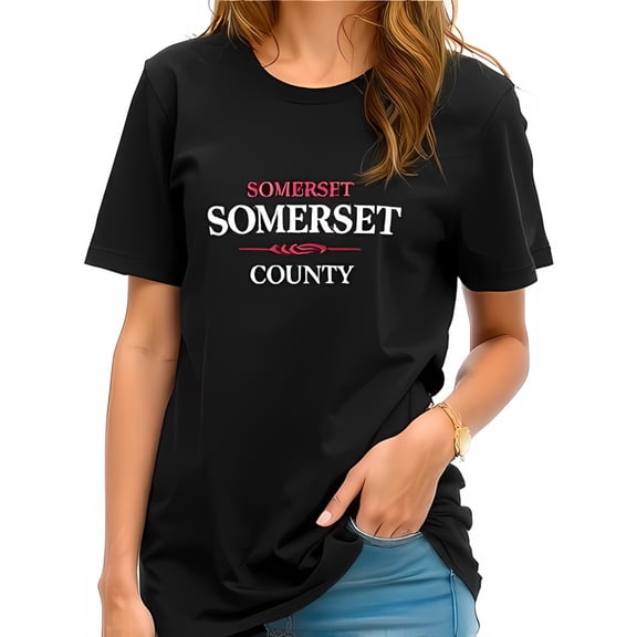 Stylish Cotton Short Sleeve T-Shirt with Bold 'SOMERSET COUNTY' Design - Casual Comfort for Local Pride