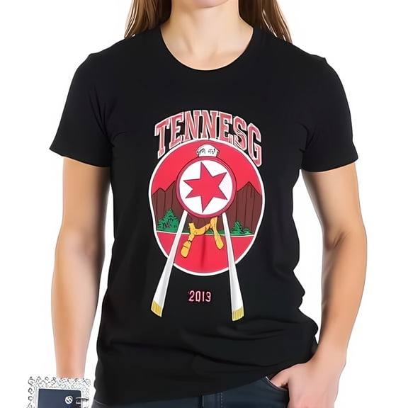 Stylish Cotton Short Sleeve T-Shirt with Collegiate 'Tennesg' Graphic Red Design & 2013 Commemoration