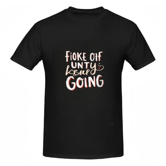 Stylish Cotton Short Sleeve T-Shirt with Playful Graphic Design: " Fioke off beary going " in Vibrant Colors and Unique Fonts
