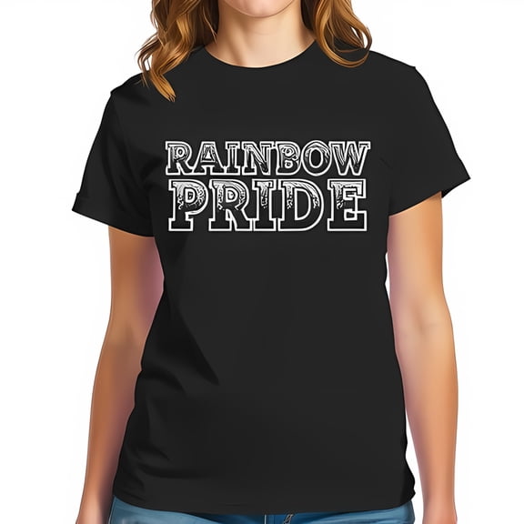 Stylish Cotton Short Sleeve T-Shirt with 'RAINBOW PRIDE' Graphic - Casual Crew Neck Tee for LGBTQ  Support