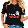 thumbnail image 1 of Stylish Cotton Short Sleeve T-Shirt with Volleyball Graphic & 'I lary Volleyball' Text in Red White & Blue Gradient - Casual Fit for Sporty Look, 1 of 7