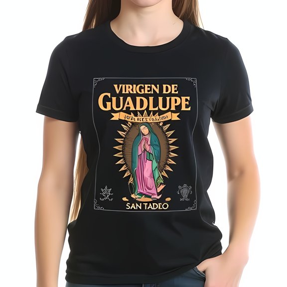 Stylish Cotton Short Sleeve T-Shirt with of Guadalupe Graphic Design Bold Text San Tadeo