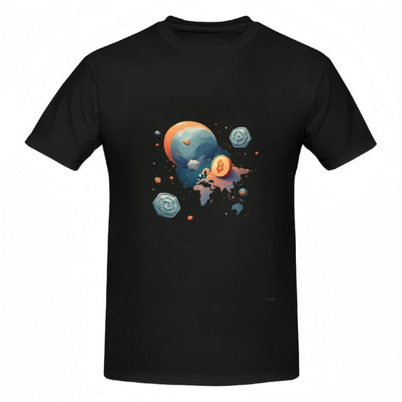 Stylish Cotton Short Sleeve T-Shirts for Women - Earth & Space Design with Planets Symbol Perfect for Casual Wear