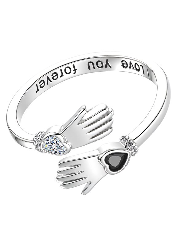 Stylish Couple Rings Hands Holding Designs With Cubic Zirconia Comfortable Fit For Daily Wear