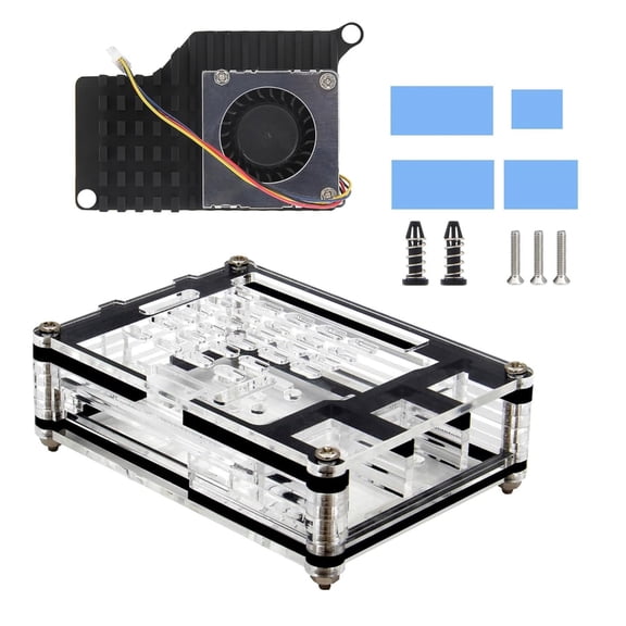 Stylish Cover Case with Built in Fan for RPI 5 Single Board Computer Protector Cooling Enclosure