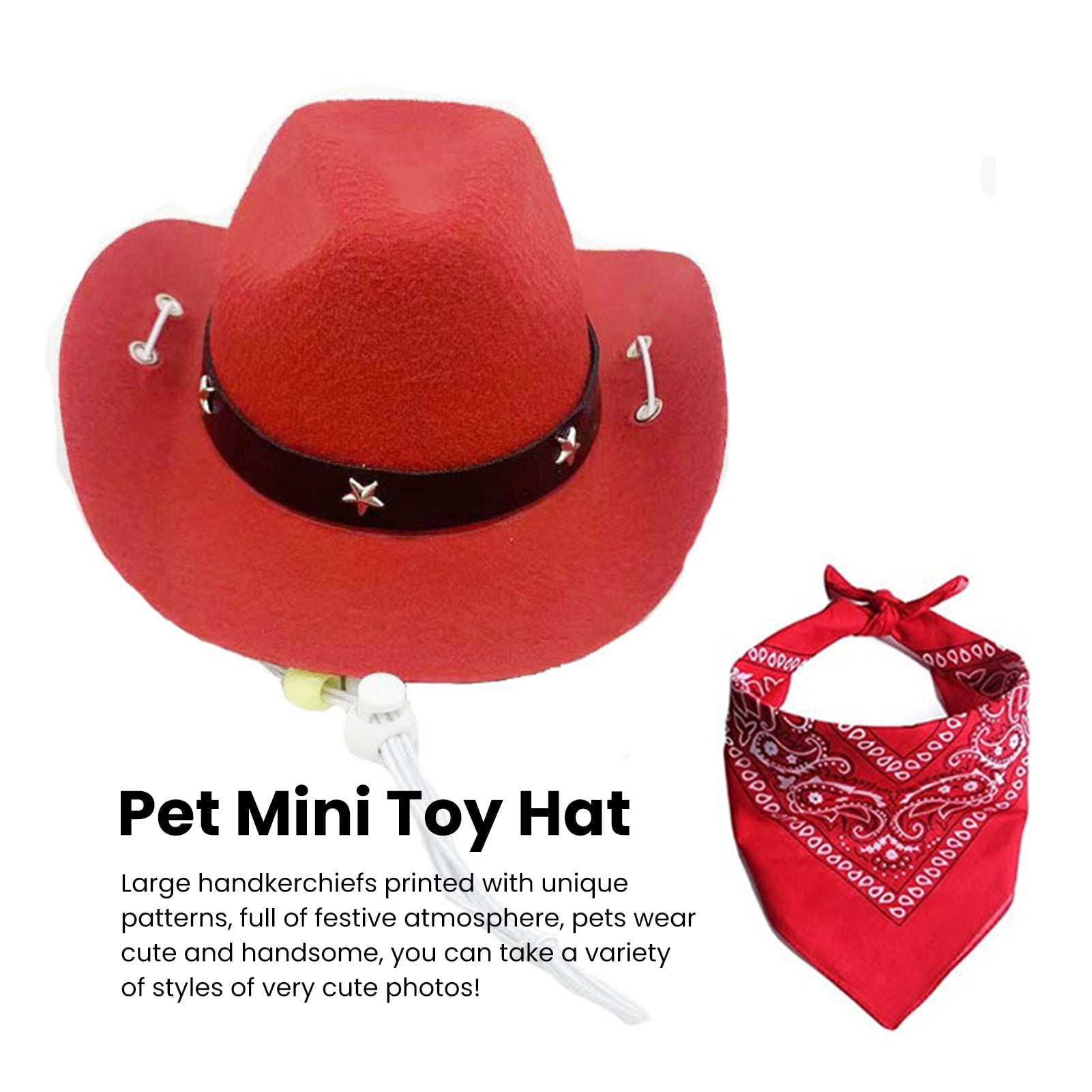 Stylish Cowboy Dog Costume Hat and Scarf Set Breathable, Adjustable