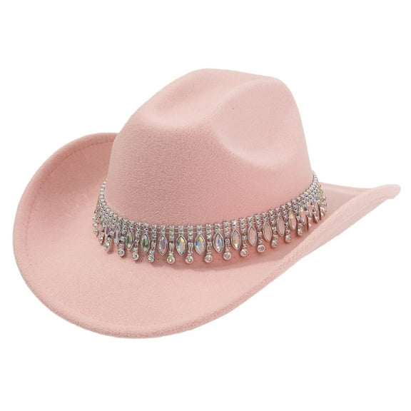 Stylish Cowboy Hat Elegant Jazz Western Design with Fringe and Rhinestone Decorations for Men and Women Ideal for Casual and Party Occasions