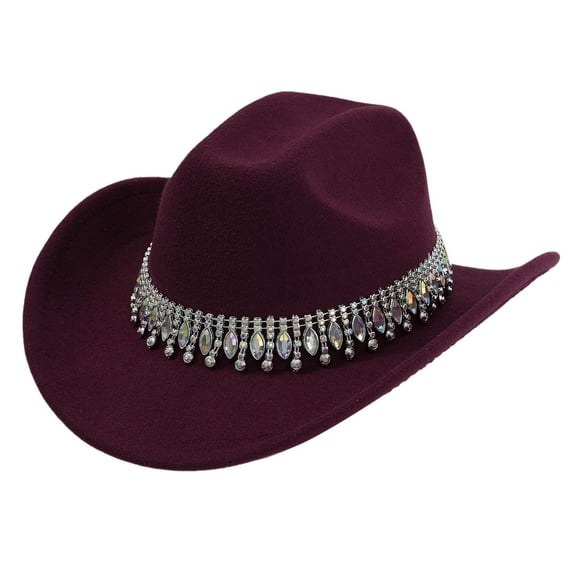 Stylish Cowboy Hat Elegant Jazz Western Design with Fringe and Rhinestone Decorations for Men and Women Ideal for Casual and Party Occasions