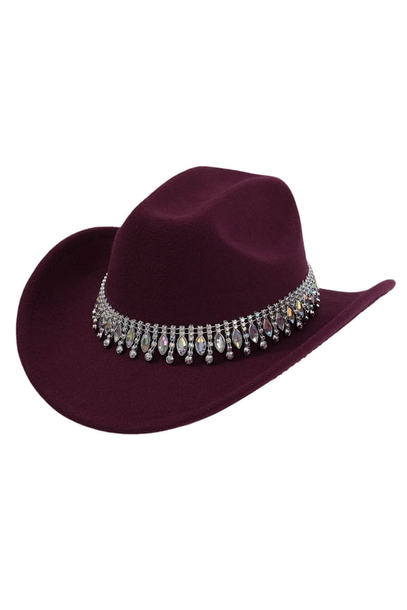 Stylish Cowboy Hat For Men And Women Western Elegant Jazz Hat With Fringe Rhinestone Decorations For Casual And Party Wear