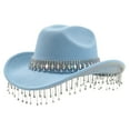thumbnail image 1 of Stylish Cowboy Hat For Women And Men Western Hat With Large Round Gemstone Fringe Rhinestone Decorations For Parties And Events, 1 of 4