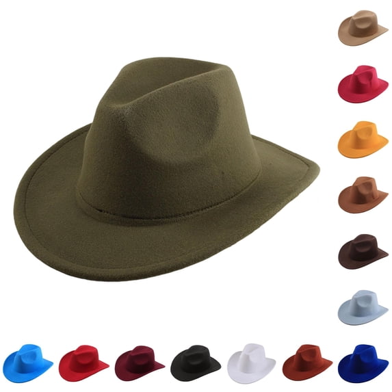 Stylish Cowboy Hat Western Wool Mid Brim Performance Hat for Outdoor Casual Wear Ethnic Folk Design Cow Girl Hat Cowboy Hat for Men and Boots Hat Cow Vest Men Rip Cute Cowboy Hate Boot Jewelry for