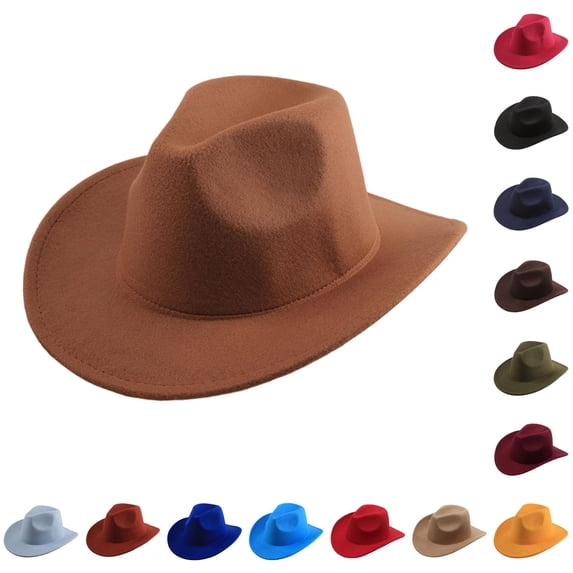 Stylish Cowboy Hat Western Wool Mid Brim Performance Hat for Outdoor Casual Wear Ethnic Folk Design Cow Girl Hat Cowboy Hat for Men and Boots Hat Cow Vest Men Rip Cute Cowboy Hate Boot Jewelry for