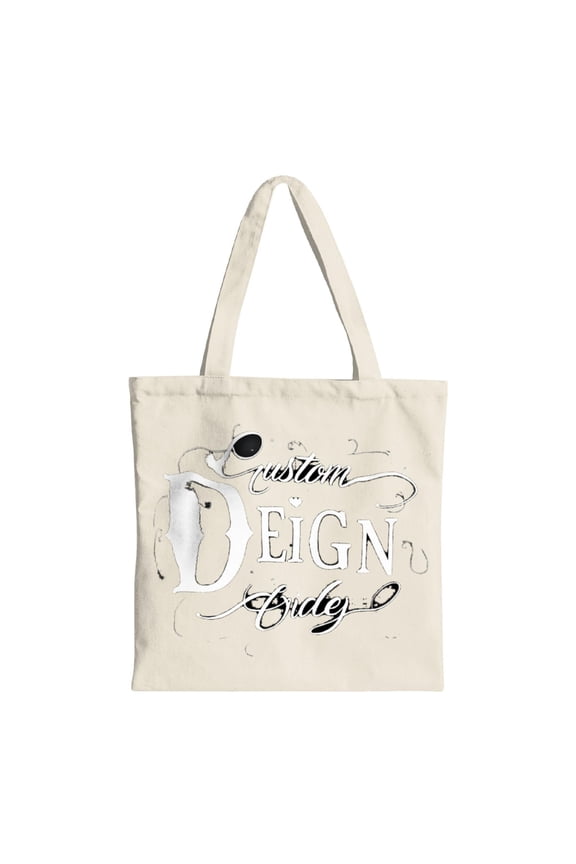 Stylish Cream Canvas Tote Bag with " Custom Design " Text - Bold Black & White Art Flourishes - Perfect for Shopping Travel & Parties - Reusable & Multifunctional