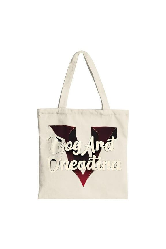 Stylish Cream Canvas Tote Bag with " Bog Art Oneqdina " Text - Reusable Multifunctional Shopping Bag for Parties Travel & Everyday Use