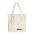thumbnail image 1 of Stylish Cream Canvas Tote Bag with Cursive Design & Leaf - Shaped ' O ' - Perfect for Shopping Travel & Parties - Multifunctional Reusable Bag, 1 of 6