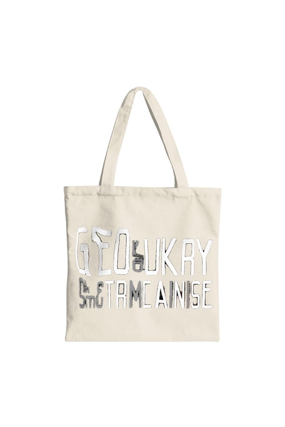 Stylish Cream Canvas Tote Bag with Textured ' GEOLOGY ' & ' THE TAMCANISE ' Design - Perfect Reusable Shopping Bag for Travel Parties & Everyday Use