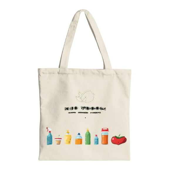 Stylish Cream Tote Bag Household Illustrations - Reusable Canvas Bag for Shopping Travel & Parties