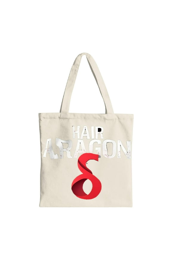 Stylish Cream Tote Bag with Bold ' HAR ARAGON 8 ' Text & Red Number 8 - Perfect for Shopping Travel & Parties - Multifunctional Canvas Design