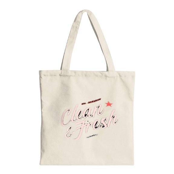 Stylish Cream Tote Bag with " Dr Mummy Clean & Fresh " in Cursive Red Star & " Authenticity " - Perfect for Shopping Travel & Parties