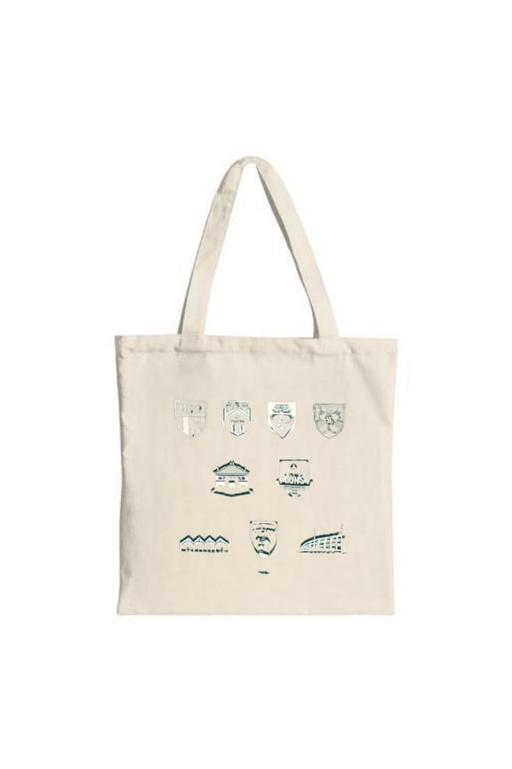 Stylish Cream Tote Bag with Unique Patterns & Architectural Elements Perfect for Shopping Travel & Parties - MUEBLES DE