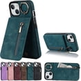 thumbnail image 1 of Stylish Creative Finger Ring Leather Phone Case for iPhone X XR XS Max 8 7 6 S Plus SE Classic Wallet Design Card Slots Function Shockproof Protective Shell(Blue,X/XS), 1 of 8
