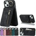 thumbnail image 1 of Stylish Creative Finger Ring Leather Phone Case for iPhone X XR XS Max 8 7 6 S Plus SE Classic Wallet Design Card Slots Function Shockproof Protective Shell(Black,XS Max), 1 of 1