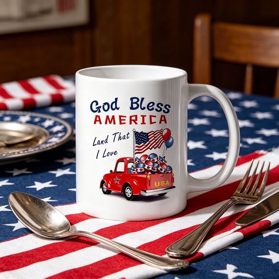 Stylish Creative Independence Day Themed Ceramic Drinking Mugs, Smooth Textile Daily Water Cups, Exquisite Festive Tabletop Drinkware for Family Home Use and Holiday Gift Giving, Red White Blue