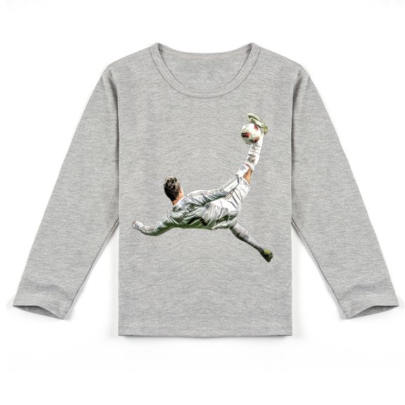 Stylish Cristiano Ronaldo Long Sleeve T-shirt for Kids, Comfortable Cotton and Trendy Print