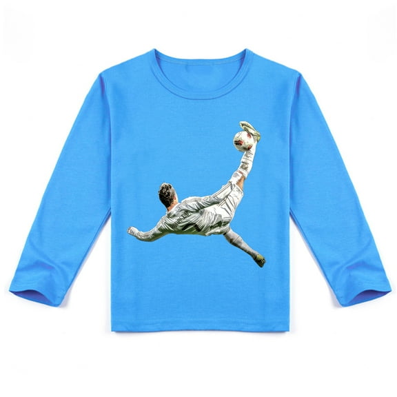 Stylish Cristiano Ronaldo Long Sleeve T-shirt for Kids, Comfortable Cotton and Trendy Print