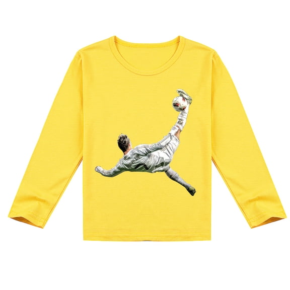Stylish Cristiano Ronaldo Long Sleeve T-shirt for Kids, Comfortable Cotton and Trendy Print