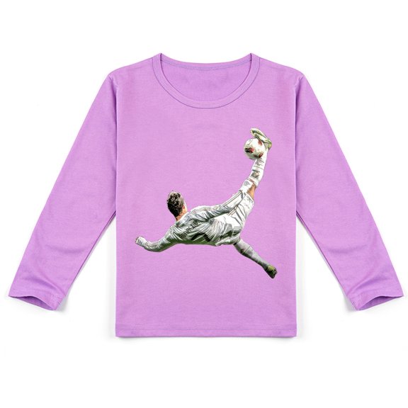 Stylish Cristiano Ronaldo Long Sleeve T-shirt for Kids, Comfortable Cotton and Trendy Print