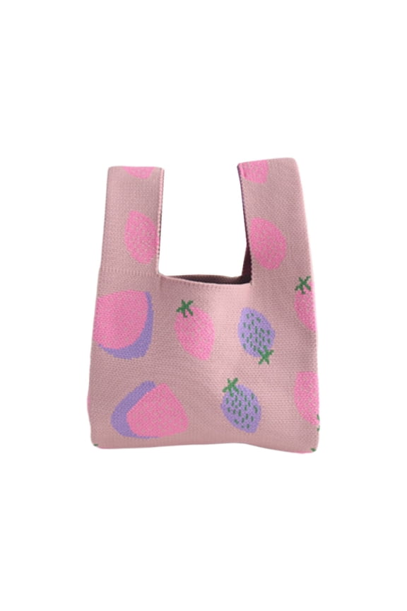 Stylish Crochet Tote Bag For Women Small Knot Wristlet Knitted Handbag Purse