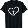 thumbnail image 1 of Stylish Cross In Heart Christian T-Shirt T-Shirt, 1 of 4